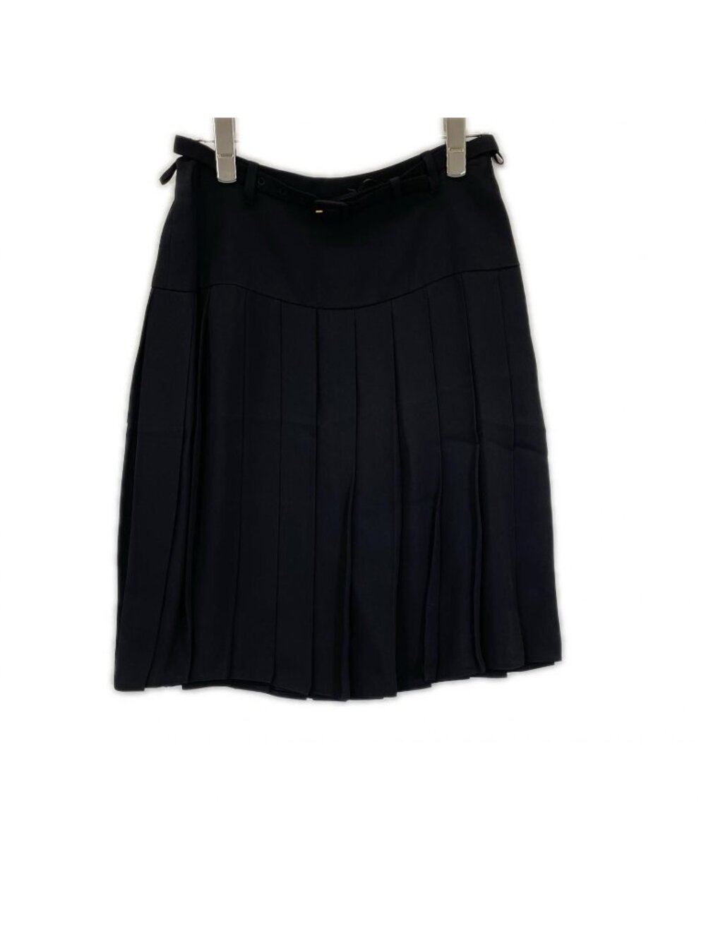 Prada Black Waist Belt Pleats Skirt 36
